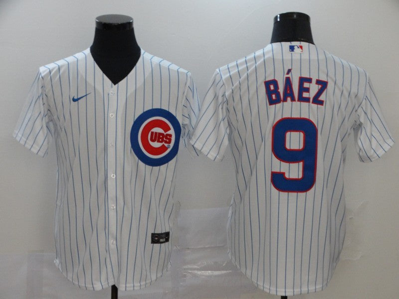 Men's Chicago Cubs Javier Baez #9 White Baseball Jersey